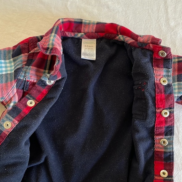 0-3M Gymboree fleece lined plaid jacket - Picture 2 of 3